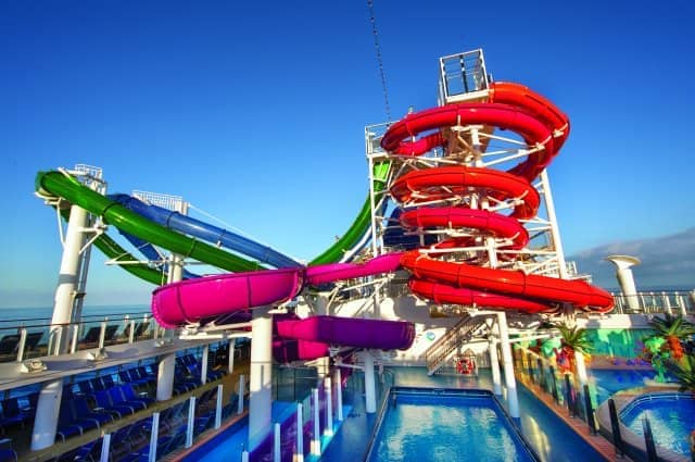 Waterslides are a great pass time on Norwegian Breakaway
